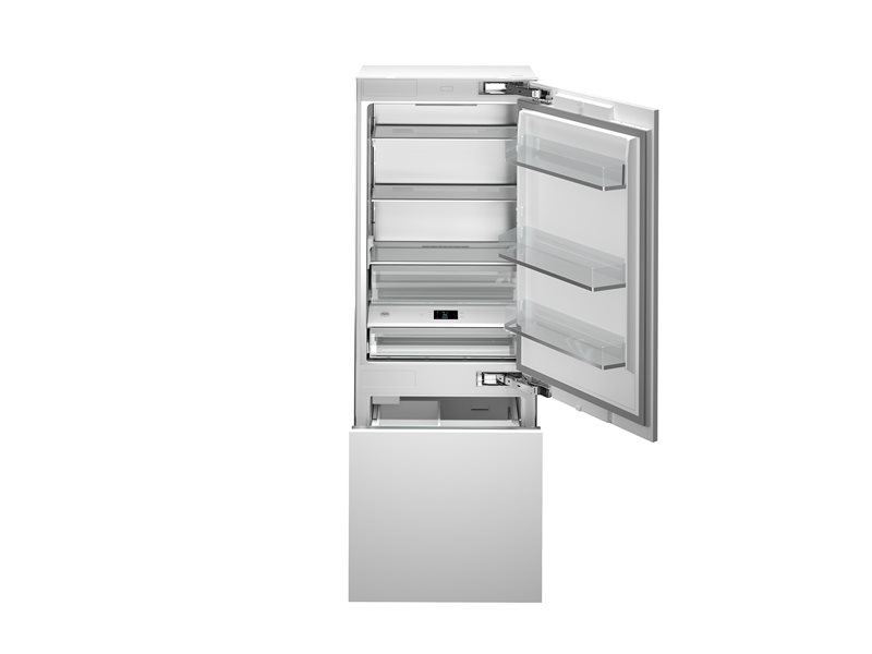 75cm geïntegreerde koelkast met vriezer met ijsblokjesmachine en waterdispenser | Bertazzoni - Panel Ready
